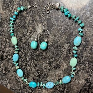 Ralph Lauren vintage  Turquoise Bead Necklace with Matching Drop Earrings